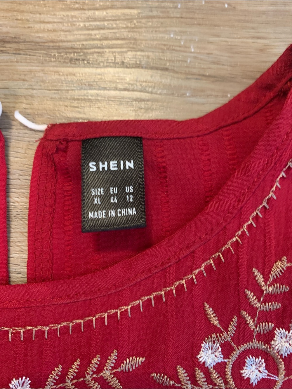 SHEIN Tops (2)Red Embroidered Ruffle Sleeve Dress with Pink print Size XL - Picture 4 of 12